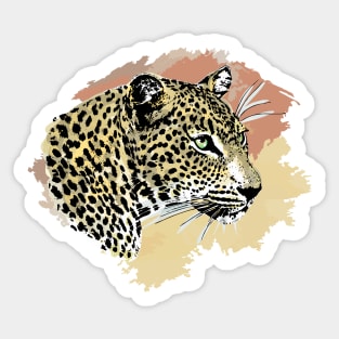 Leopard Portrait Watercolor Artwork for Leopard Fans Sticker